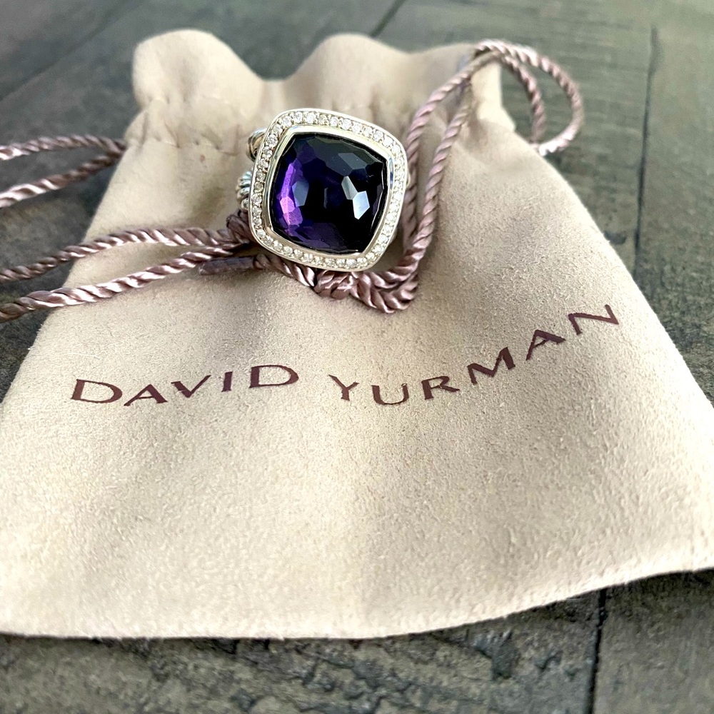 David Yurman Albion  Black Orchid stone is  with  Diamonds surrounding the  Ring